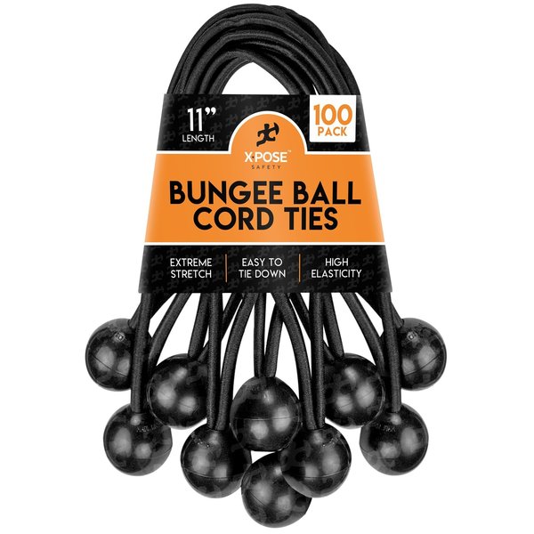 Xpose Safety Ball Bungees Black 11 in , 100PK BB-11B-100-X